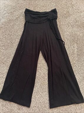 Forever 21 Black Wide-Leg Fold-Over Waist Pants